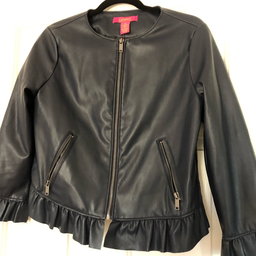 Catherine Malandrino blue false leather jacket. New with tags on.